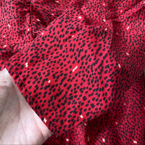 β€οΈ ZARA RED BLACK ANIMAL PRINT LING SLEEVE FIT & FLARE MINI DRESS! - Picture 8 of 11